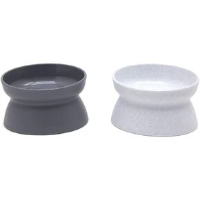 Kitty City Elevated Cat Bowls (Set of 2), Whisker-Friendly Raised Cat Food & Water Dishes, Modern Pedestal Design, Dishwasher Safe, 6.5 oz Each – White & Gray in Kuwait