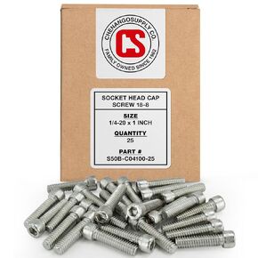 مسامير غطاء رأس المقبس من الفولاذ المقاوم للصدأ 1/4-20 × 2-1/4 بوصة (1/2 بوصة إلى 3 بوصة)، خيط كامل، محرك سداسي، فولاذ مقاوم للصدأ 18-8، خيط خشن (1/4-20 × 2) -1/4") in Kuwait