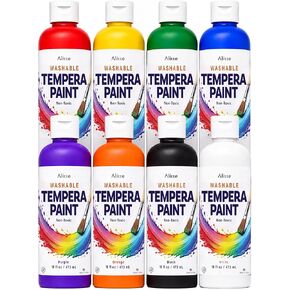 Washable Tempera Paint for Kids, 8 Pack | Non-Toxic Bulk Paint Set for Classroom & School | Large 16 oz Bottles | Crafts, Posters & Art Projects | 8 Vibrant Colors | Made in USA in Kuwait
