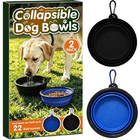2 Pcs 22 oz Pet Collapsible Travel Dog Bowls with Secure Clasp in Kuwait