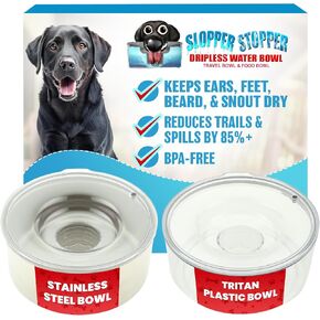 Slopper Stopper Tritan Plastic Dripless Water Bowl with Lid – Holds 1 Gal, Reduces Spills & Trails Up to 85%+, Water Bowl for Large Breed Dogs (51-85 lbs), The Original Slobber Stopper in Kuwait