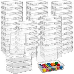 50Pcs Clear Crayon Box with Lid, Rectangular Mini Containers Storage Boxes Bulk,PP Plastic Square Arts Crafts Organizer, 4.53 x 3.35 x 1.10 in Multi-Purpose Containers for Jewelry Beads in Kuwait