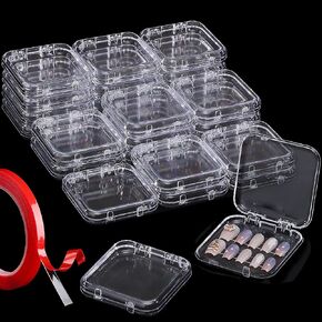 27PCS Press on Nail Boxes with 5M Nail Tape, Acrylic Fake Nail Storage Case in Kuwait
