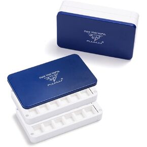 Fuumuui Stackable Empty Watercolor Palette Box, Magnetic Design Double Layer 36 Half Pan Grids Watercolor Paint Case with Mixing Area for Artists Travel Plein Air Painting Blue in Kuwait