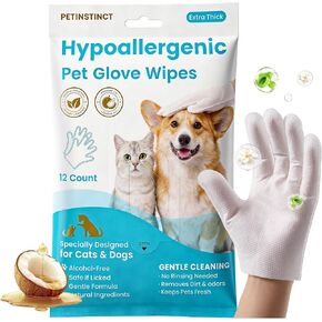 Pet Glove Wipes for Dogs & Cats, Grooming Bath Wipes, 12 Pcs in Saudi Arabia