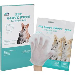 AQUASAFE Pet Glove Wipes - No-Rinse Dog Grooming Wipes & Cat Bath Gloves | Unscented Hypoallergenic Dog Wipes, [6] Ct in Kuwait