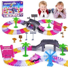 Race Tracks Dinosaur Toys for Kids 3-5, Glow in The Dark Magic Toy Set in Kuwait