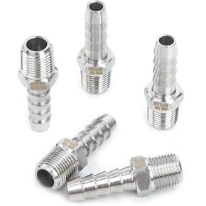 LTWFITTING Bar Production Stainless Steel 316 Barb Fitting Coupler/Connector 1/4" Hose ID x 1/8" Male NPT Air Fuel Water(Pack of 5) in Saudi Arabia