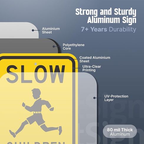 SmartSign 18 x 12 inch “Slow - Children at Play" Metal Sign, Screen Printed, 63 mil Laminated Rustproof Aluminum, Black and Yellow in Kuwait