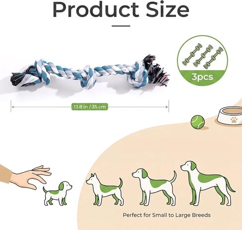 ondware Dog Rope Toys 3 Pack, Cotton Chew Tug Toys for All Dogs in Saudi Arabia