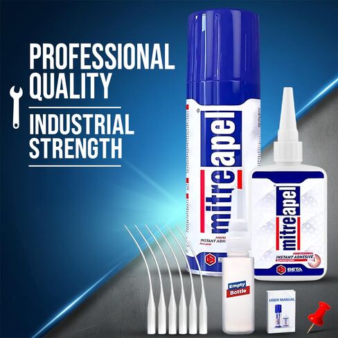 MITREAPEL CA Glue with Activator (3 x 0.80 oz - 3 x 3.30 fl oz.) - CA Glue for Woodworking - Cyanoacrylate Glue and Activator Spray - Crazy Glue, Super Glue for Crafts and DIY Projects - (3 Pk) in Kuwait