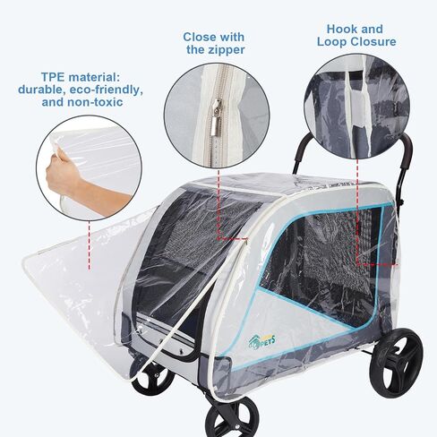 Ownpets Dog Stroller Rain Cover, Waterproof Transparent EVA, in Saudi Arabia