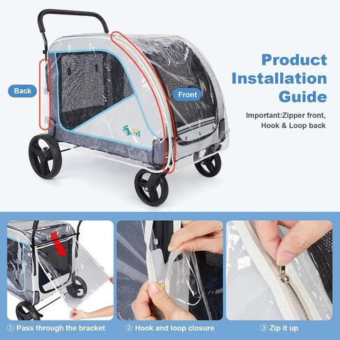 Ownpets Dog Stroller Rain Cover, Waterproof Transparent EVA, in Saudi Arabia