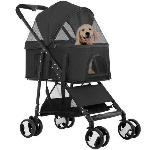 FDW 3 in 1 Multi-Function Dog Jogger with Detachable Carrier, Lightweight Travel Stroller for Small and Medium-Sized Pets (Grey, 4 Wheels) in Kuwait
