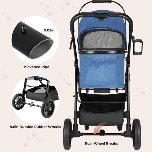 MAMIZO Pet Stroller for Medium Dogs Up to 44 lbs with Detachable Carrier in Kuwait