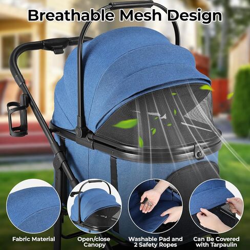 MAMIZO Pet Stroller for Medium Dogs Up to 44 lbs with Detachable Carrier in Kuwait
