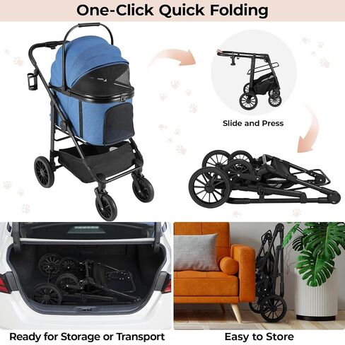 MAMIZO Pet Stroller for Medium Dogs Up to 44 lbs with Detachable Carrier in Kuwait