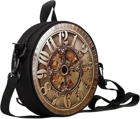 Sannovo Women Novelty Round Clock Shape Zippered Clock Purses for Women Tote Handbag Shoulder Bag, Gift for Mom Girlfriend in Kuwait