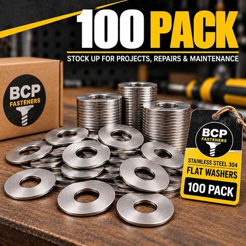 100 Qty #10 Stainless Steel Commercial Flat Finish Washers (BCP667) in Kuwait