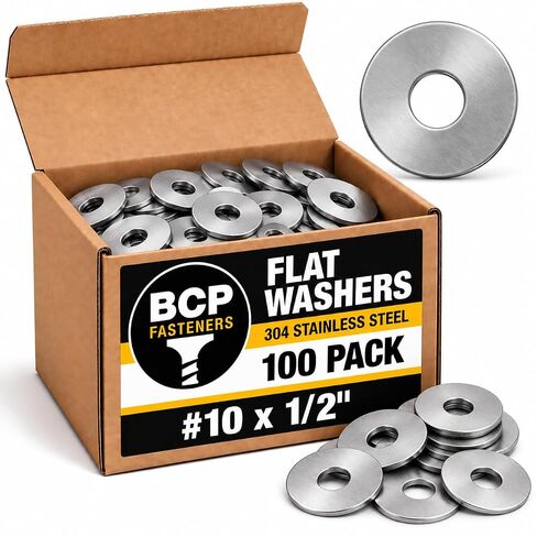 100 Qty #10 Stainless Steel Commercial Flat Finish Washers (BCP667) in Kuwait