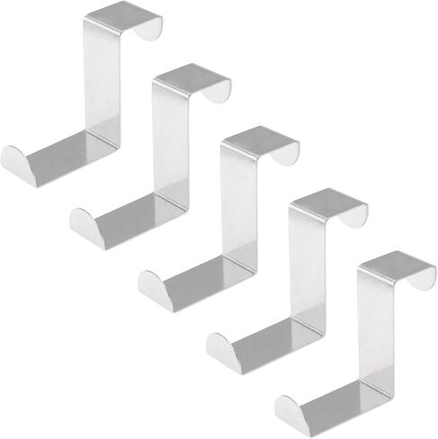 5 Pcs Over The Door Hooks Z-Shaped Hanging Hooks Dual Head Fits 3/4" and 1-1/2" Door Widths, Stainless Steel Reversible Single Hanger Hook for Over The Door, Kitchen, Cabinet, Drawer (Black) in Kuwait