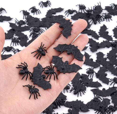 WHXGQ 200 Pcs Plastic Bats Spiders Halloween Mini Bats and Fake Spiders in Kuwait