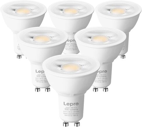 لمبة Lepro GU10 LED قابلة للتعتيم، مصابيح إضاءة مكافئة للهالوجين 50 وات، 5.5 وات 3000 ك استبدال الضوء الدافئ الناعم لإضاءة المسار المريحة، 40 درجة أضواء كاشفة لغطاء المطبخ وغرفة المعيشة وغرفة النوم، 6 عبوات in Kuwait