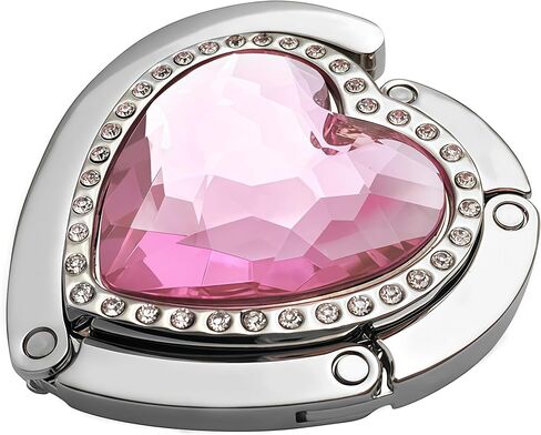 Heart Shape Folding Hanging Hook Crystal Rhinestone Handbag Hanger for Table (Dark Blue) in Saudi Arabia