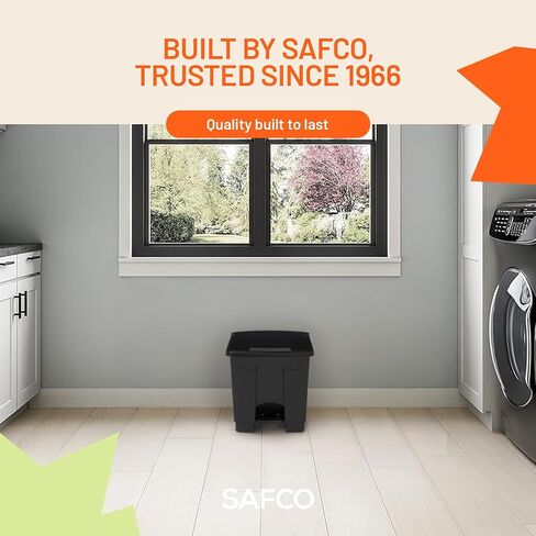 سلة المهملات البلاستيكية من منتجات Safco يمكن التخلص منها بدون استخدام اليدين، رائعة للاستخدام المنزلي/التجاري، سعة 8 جالون، أسود (9924BL) in Kuwait