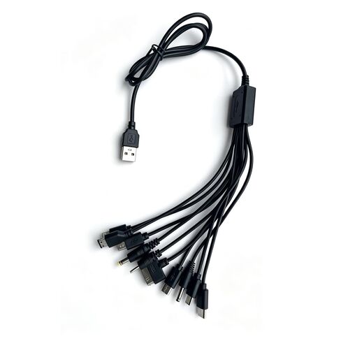 كيبل USB عالمي 10 في 1، كيبل شحن متعدد متوافق مع الهواتف الخلوية المتعددة وسماعات الاذن ومكبر الصوت ومشغل ام بي 3 in Kuwait