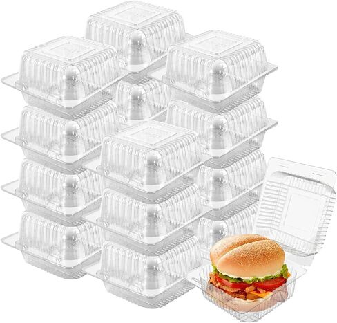 Cake Slice Containers,100PC Square Plastic Hinged Food Container Individual Clamshell Food Containers Disposable Plastic To Go Containers Takeout Tray for Salads, Pasta, Sandwiches 5.3x4.7x2.8 Inch in Kuwait