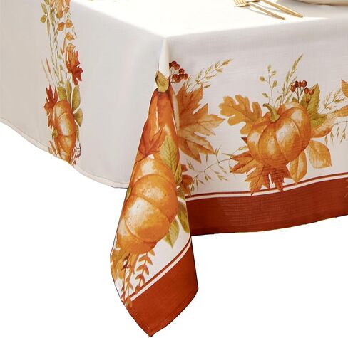 Elrene Home Fashions Autumn Pumpkin Grove Window Tier Set and Kitchen/Café Valance, 60"x36" (Set of 2 Tiers & Valance), Multi Color in Kuwait