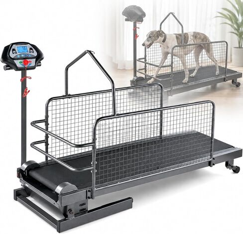 Pet Running Machine with LCD Display, Large Medium Dogs Dog Treadmill, 220 Lb Capacity with Enclosed Safety Rails, 0.5-7.5 Mph Adjustable Speed, for Indoor & Outdoor Training in Saudi Arabia