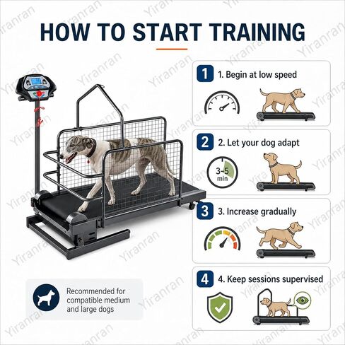 Pet Running Machine with LCD Display, Large Medium Dogs Dog Treadmill, 220 Lb Capacity with Enclosed Safety Rails, 0.5-7.5 Mph Adjustable Speed, for Indoor & Outdoor Training in Saudi Arabia