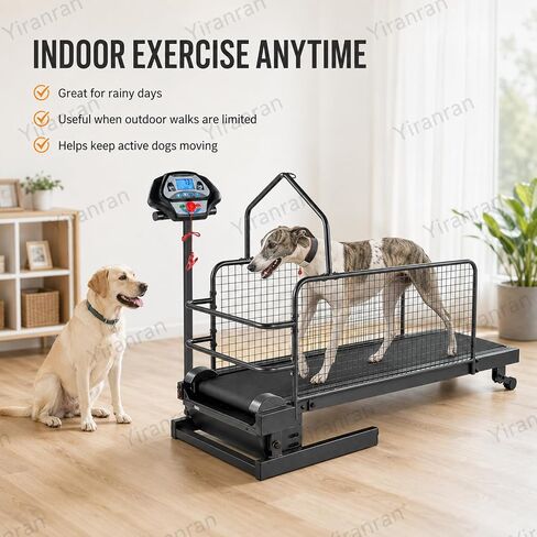 Pet Running Machine with LCD Display, Large Medium Dogs Dog Treadmill, 220 Lb Capacity with Enclosed Safety Rails, 0.5-7.5 Mph Adjustable Speed, for Indoor & Outdoor Training in Saudi Arabia
