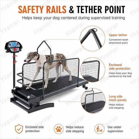 Pet Running Machine with LCD Display, Large Medium Dogs Dog Treadmill, 220 Lb Capacity with Enclosed Safety Rails, 0.5-7.5 Mph Adjustable Speed, for Indoor & Outdoor Training in Saudi Arabia
