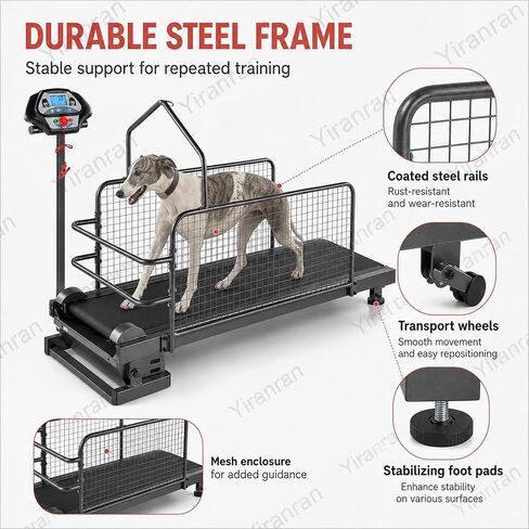 Pet Running Machine with LCD Display, Large Medium Dogs Dog Treadmill, 220 Lb Capacity with Enclosed Safety Rails, 0.5-7.5 Mph Adjustable Speed, for Indoor & Outdoor Training in Saudi Arabia
