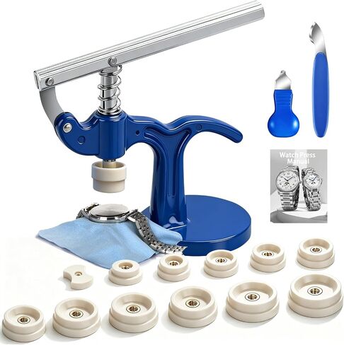 Watch Repair Press Tool Set: EasyTime Watch Repair Kit 16pcs Suitable for Size 18mm to 50mm with Watch Case Open Pry Case Closer for Battery Replacement in Kuwait