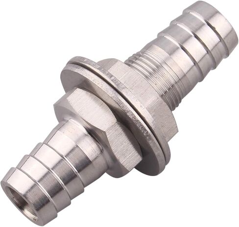 1" Hex Bulkhead Hose Barb - Stainless Steel Barbed Straight Thru-Bulk Head Adapter Fitting in Kuwait
