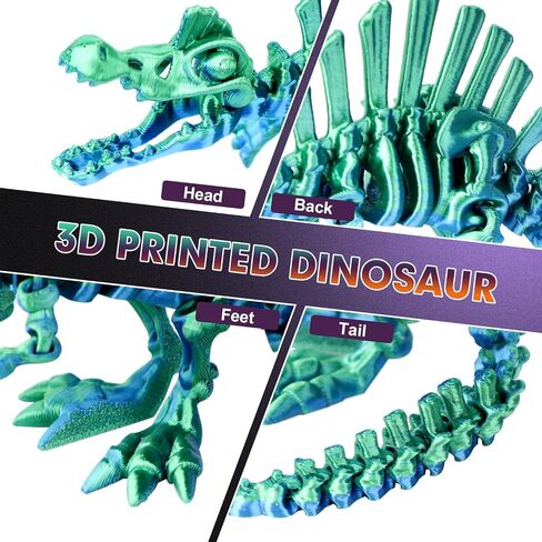 Sumsoltic 3D Printed Dinosaur Toy Set, 4 Piece Articulated Dinosaur Models with Matching Dinosaur Eggs, PLA Gradient Educational Toy for Kids 3-12 in Kuwait