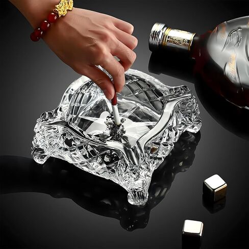 Paysky Ashtray, Large Glass Ashtray for cigarette cigar, Spuare Ashtrays 5x5 inch in Saudi Arabia