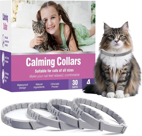 Cat Calming Collar for Cats 4 Pack Pheromone Cat Collar with 30 Day Continuous Wear Adjustable Waterproof Collar for Kittens & Adult Cats Daily Comfort Support for Travel Grooming & Multi-Cat Homes in Kuwait