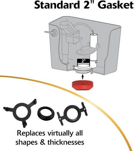 Korky 463BP Universal Toilet Tank To Bowl Gasket - Fits Most 2-Inch, 2-Piece Toilet Tanks - Made in USA in Kuwait