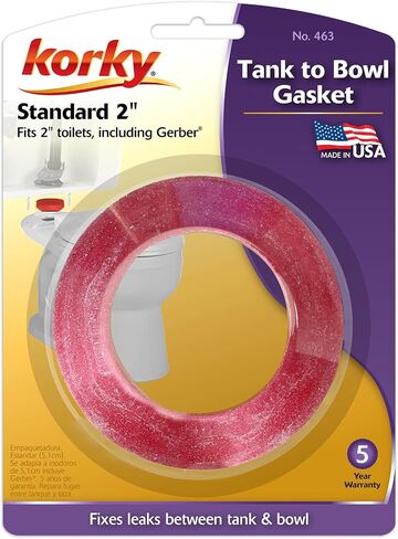 Korky 463BP Universal Toilet Tank To Bowl Gasket - Fits Most 2-Inch, 2-Piece Toilet Tanks - Made in USA in Kuwait