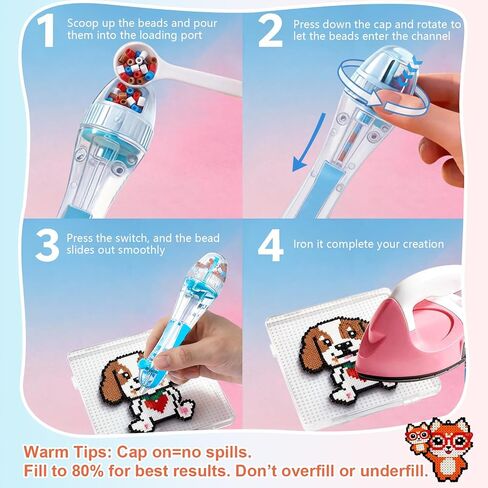 2 Pack Fuse Beads Pen for 2.6mm Beads – Tweezers Included, Transparent Dispenser, High Capacity Chamber, Time-Saving & Precise DIY Crafting for Holiday & Family Fun in Kuwait