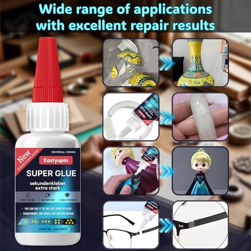 Super Glue All Purpose 80 G / 2.82 Oz,Fast Drying Waterproof, with Anti-Clog Caps Precision Drip Nozzle,Clear Glue for Craft Shoe Plastic Ceramic Glass Leather Fabric Craft Glue in Kuwait
