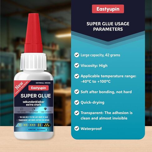 Super Glue All Purpose 80 G / 2.82 Oz,Fast Drying Waterproof, with Anti-Clog Caps Precision Drip Nozzle,Clear Glue for Craft Shoe Plastic Ceramic Glass Leather Fabric Craft Glue in Kuwait