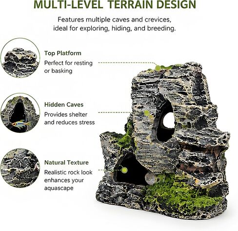 Resin Aquarium Mountain Rock Cave, Moss Fish Tank Shrimp Habitat Decor in Kuwait