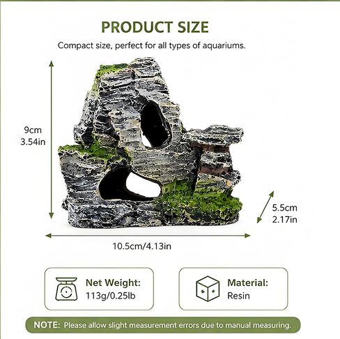 Resin Aquarium Mountain Rock Cave, Moss Fish Tank Shrimp Habitat Decor in Kuwait