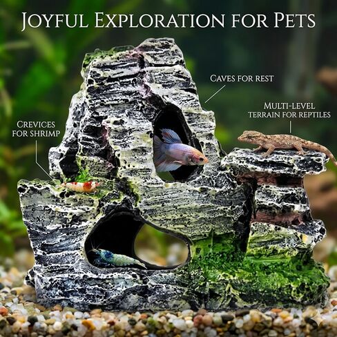 Resin Aquarium Mountain Rock Cave, Moss Fish Tank Shrimp Habitat Decor in Kuwait